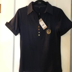 Black Polo Shirt with Embroidered Crest